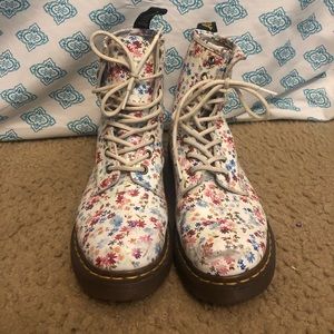 White floral doc marten boots